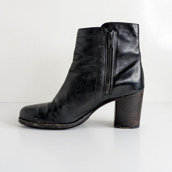 Frye Ankle Boots Addie Double Zip 76622 Women's 7.5 Black GUC Leather Heels - Picture 9 of 16